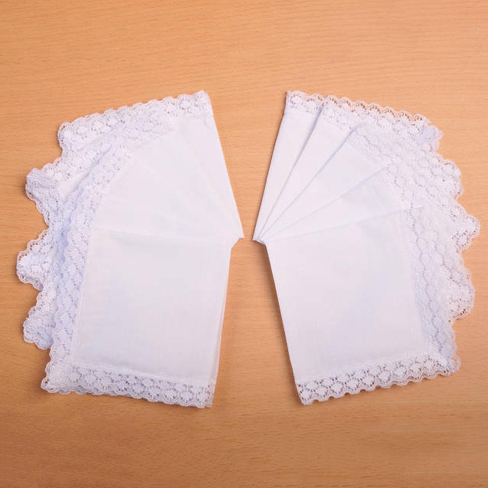 6x Pure White Lace Handkerchie - Handkerchief Cotton Men ulasan dan harga
