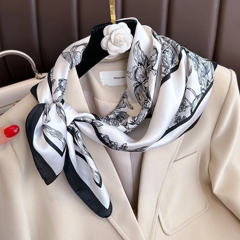 70*70cm Luxury Floral Print Si - Face Scarf Mask ulasan dan harga