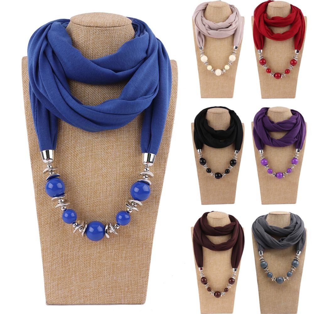 New Chiffon Scarf Beaded Solid - Infinity Scarf Knit ulasan dan harga