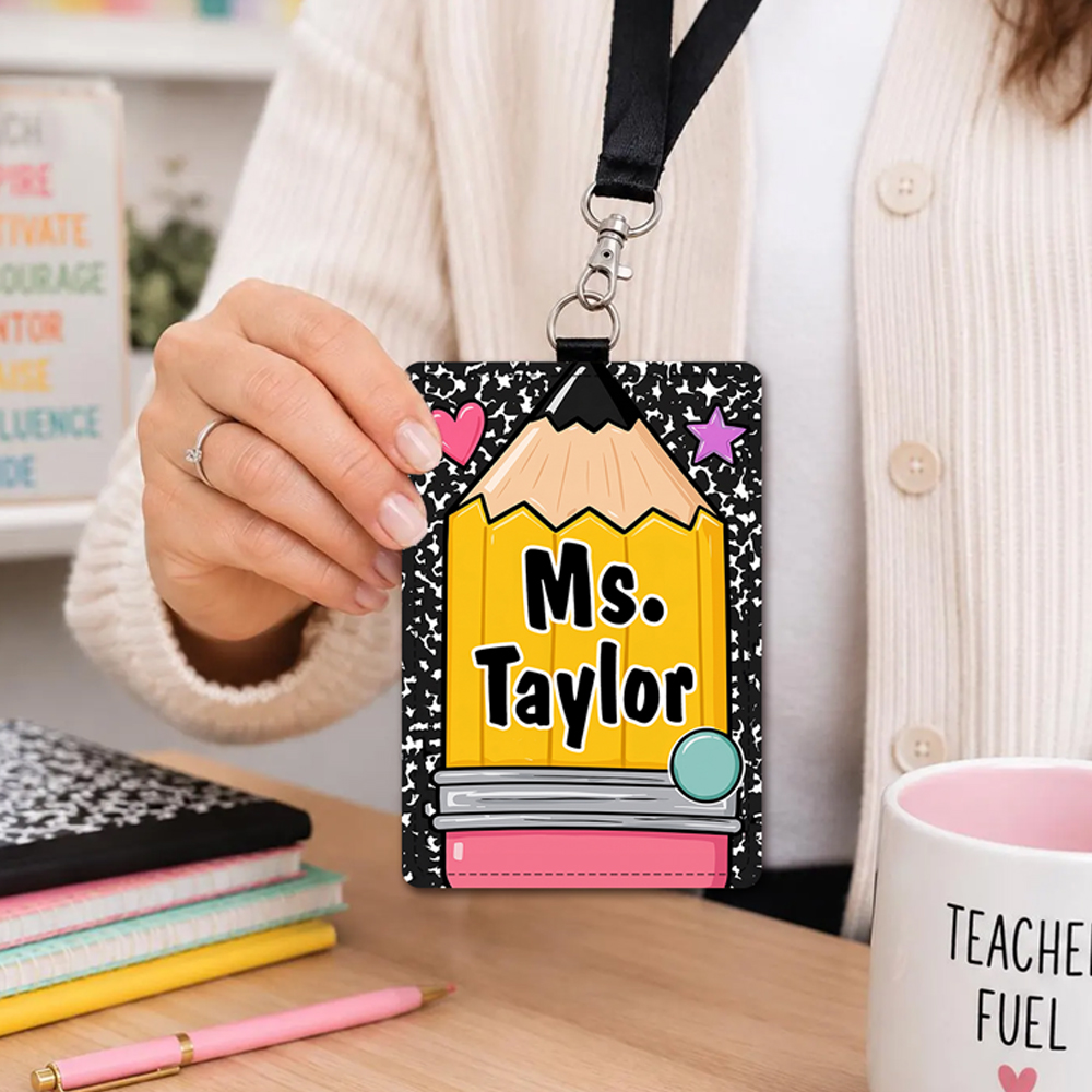 Custom Text Teacher ID Badge H - Lanyard Badge Holder ulasan dan harga