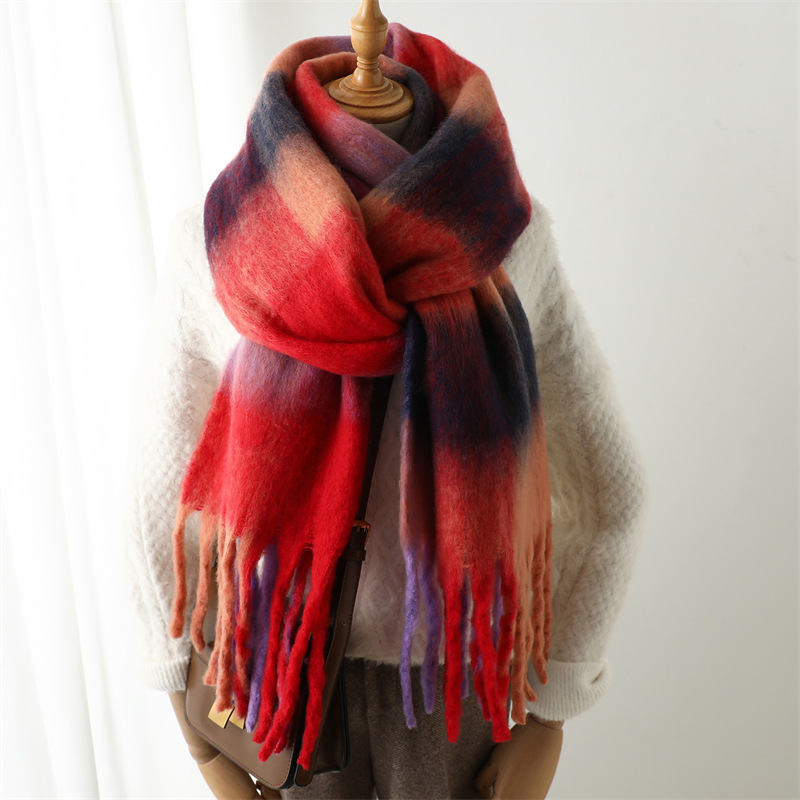 New Autumn Winter Grid Scarf W - Muffler Men Wool ulasan dan harga